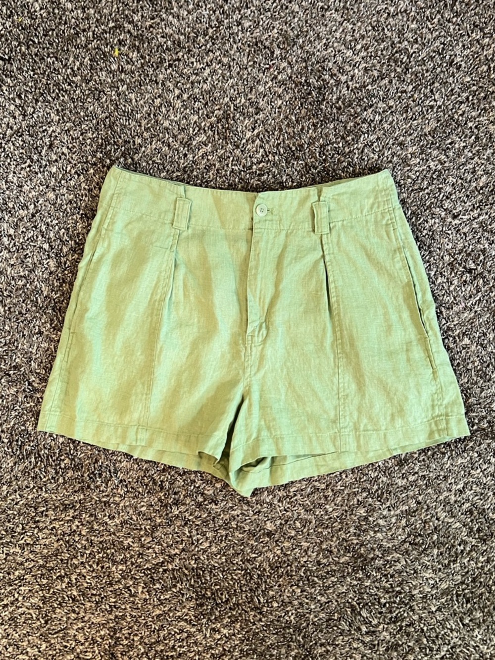 Madewell Light Green High-Rise Linen-Shorts Coastal Preppy Vacation Summer